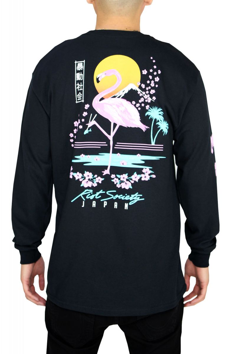 riot society flamingo blossom mens hoodie