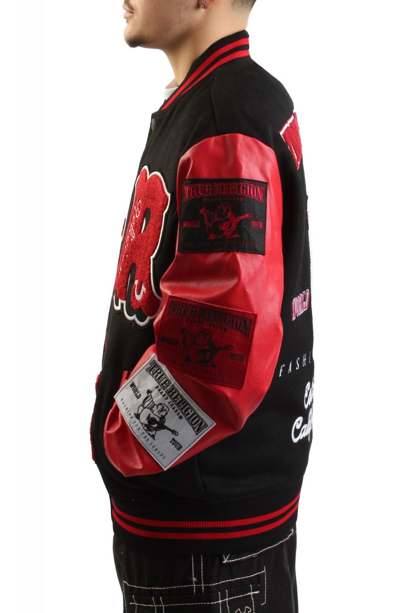 TRUE RELIGION CHENILLE LOGO PATCH VARSITY JACKET 108970 1081