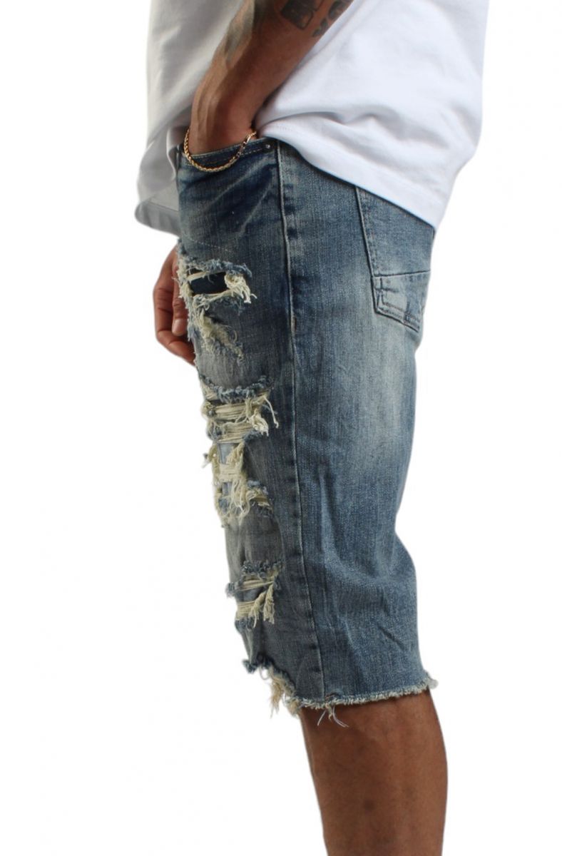 SMOKE RISE Distressed Denim Short JS21121EB-MBLUE - Karmaloop