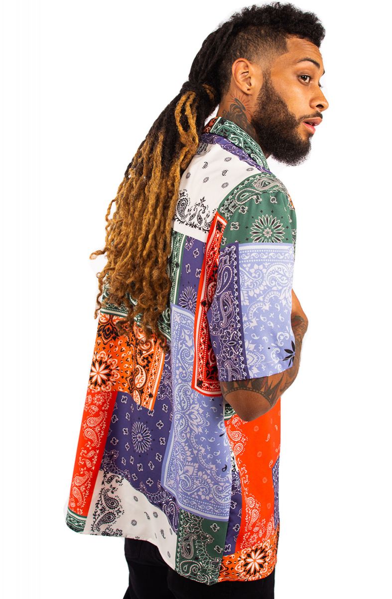 bandana print button up