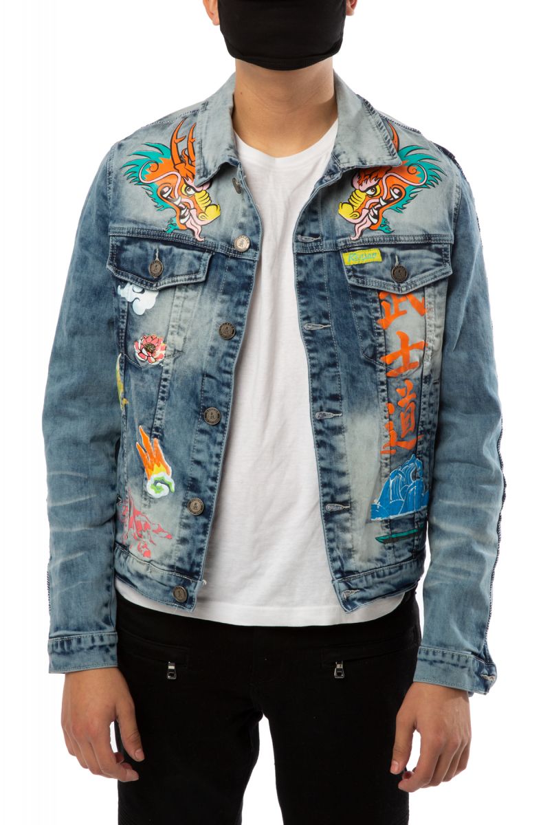 REASON Flaming Dragon Denim Jacket C0-034BLU - Karmaloop