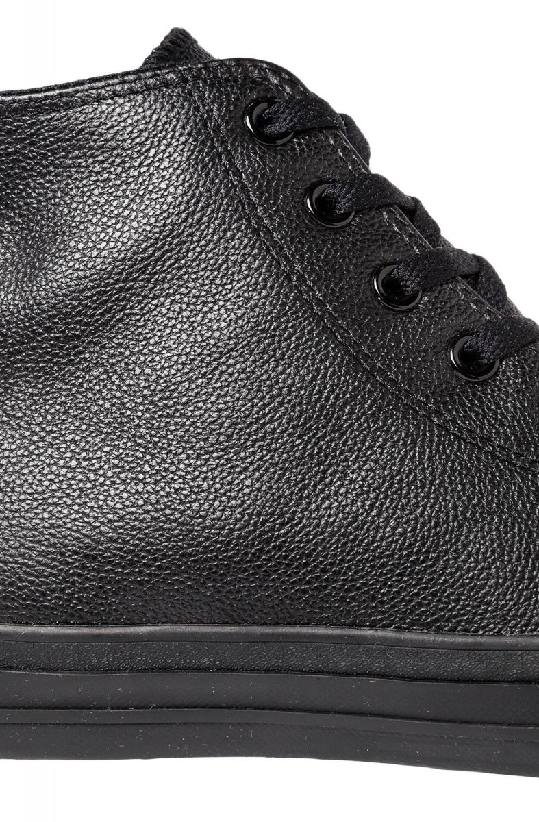 black monochrome leather converse