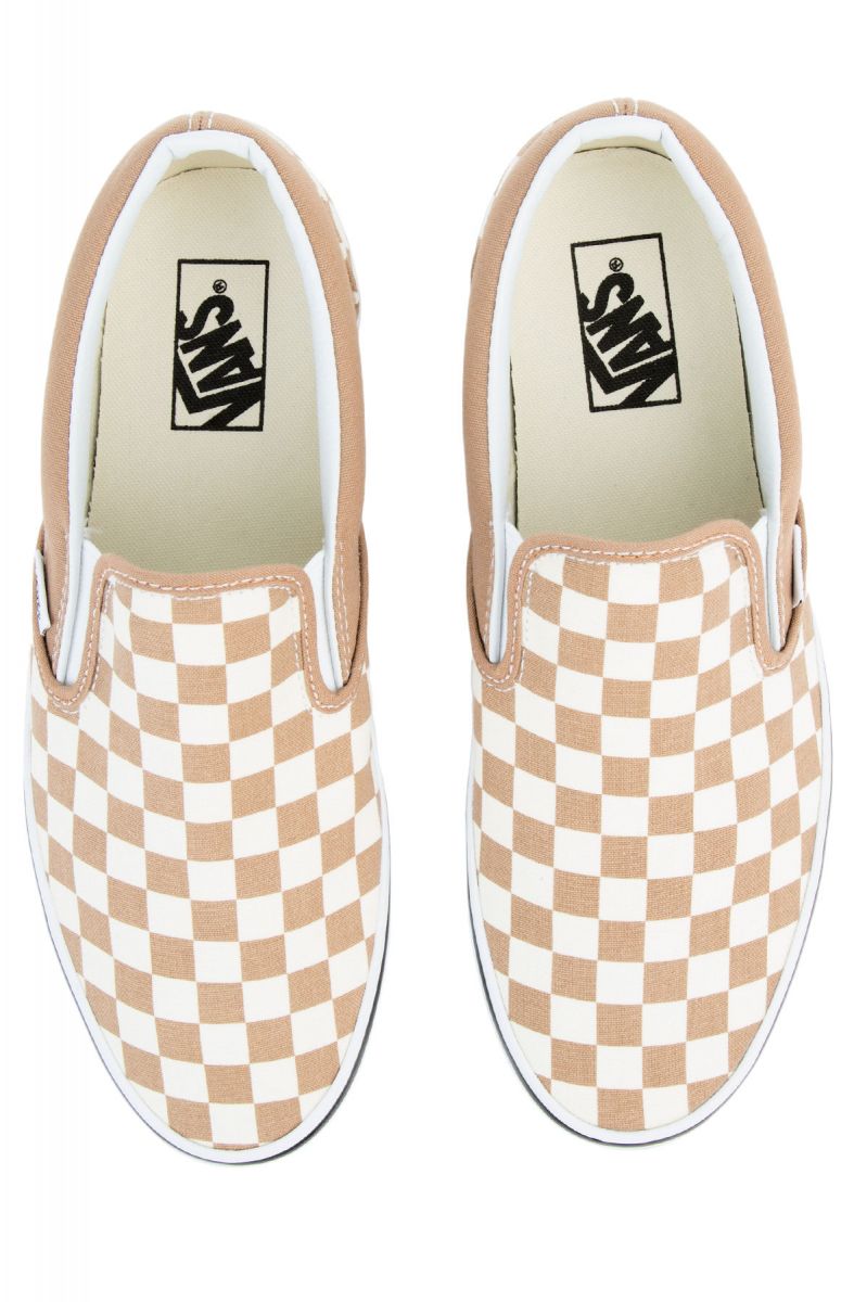 vans checkerboard slip on tigers eye