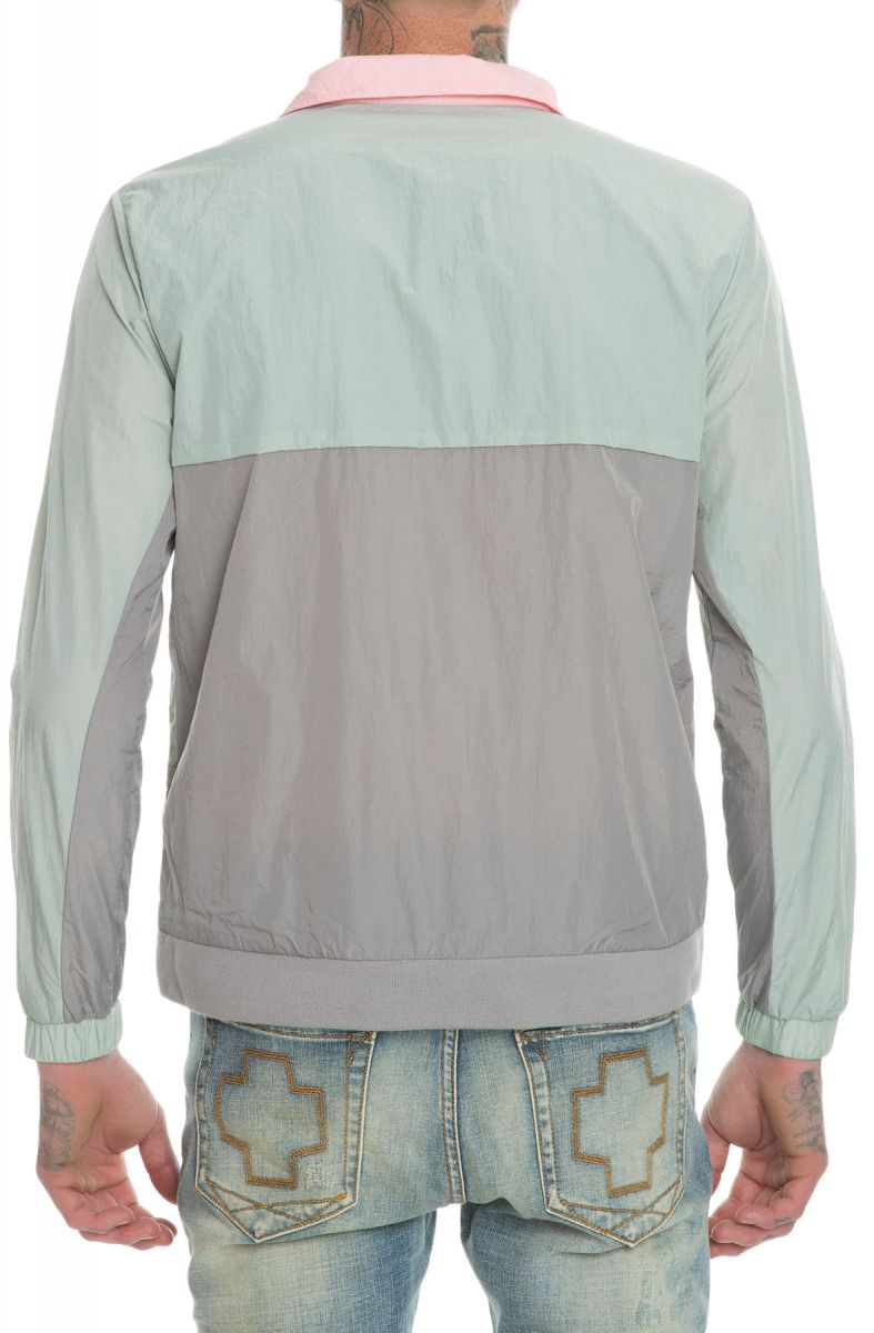 pink and grey windbreaker