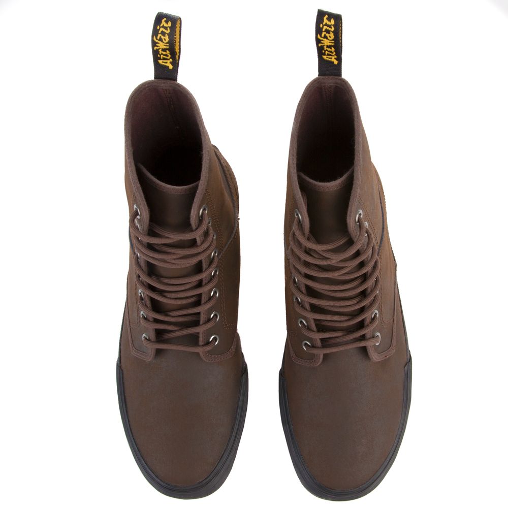 DR. MARTENS Men's Winston Dark Brown Greasy Lamper Leather Boots