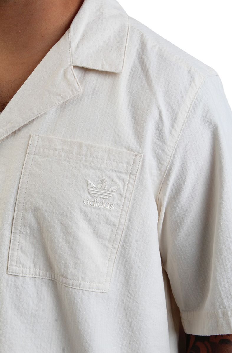 【Adidas コリア】 Essentials Seersucker Short Sleeve Shirt Clothing - Essentials Seersucker Short Sleeve Shirt - White