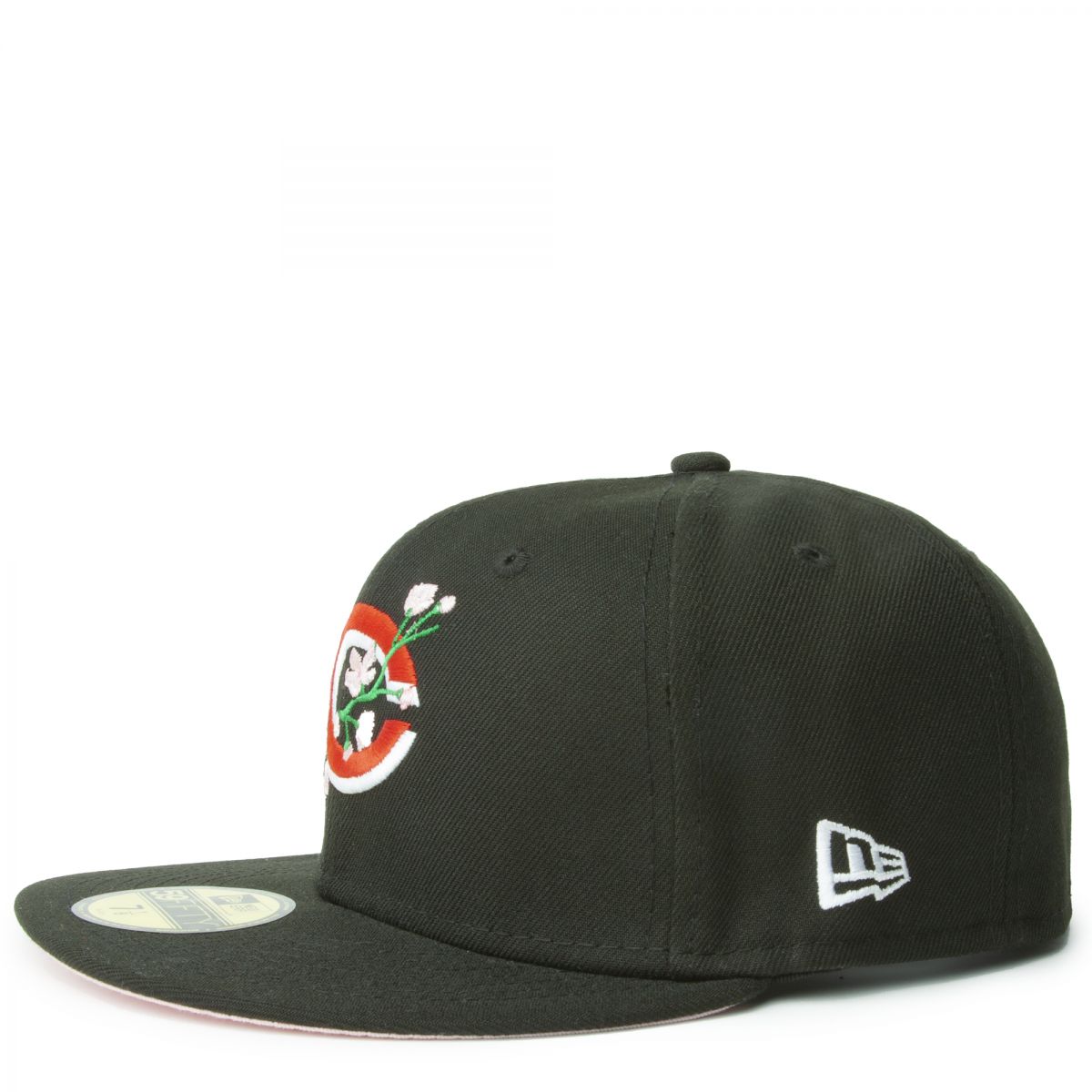 Cincinnati Reds LOGO BLOOM SIDE-PATCH Black-Pink Fitted Hat