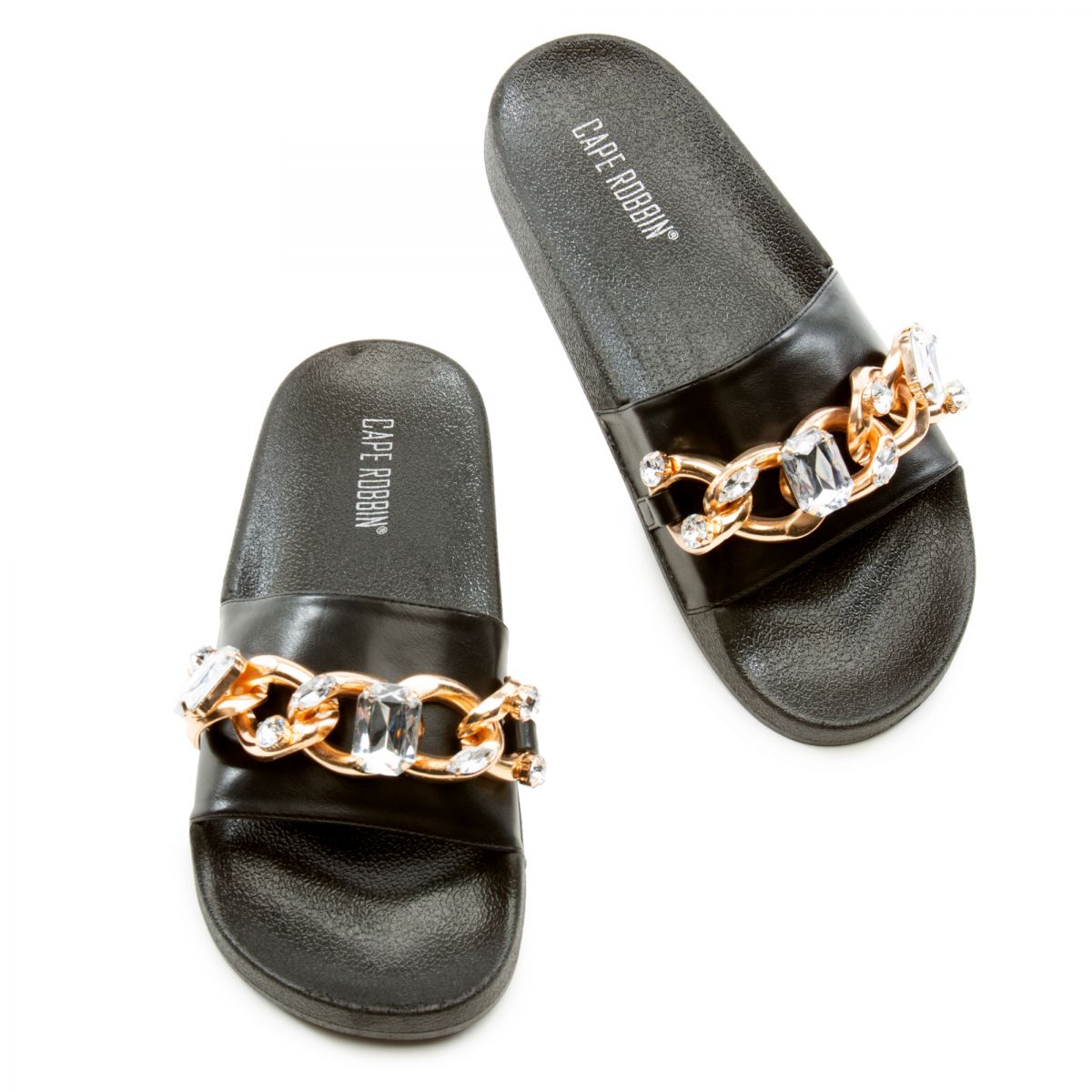 CAPE ROBBIN Tackle Rhinestone Slides TACKLE BLK PLNDR