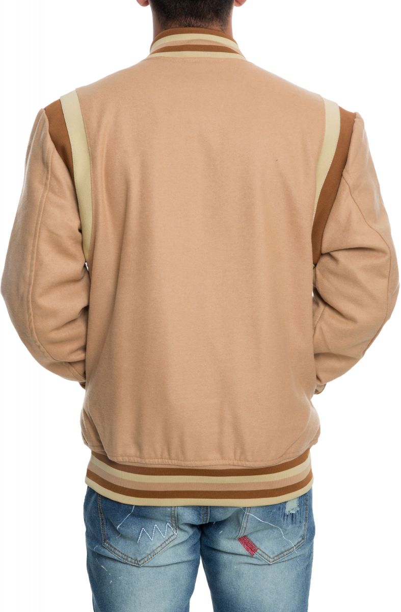 REASON The Westlake Varsity Jacket in Khaki F937TKHA Karmaloop