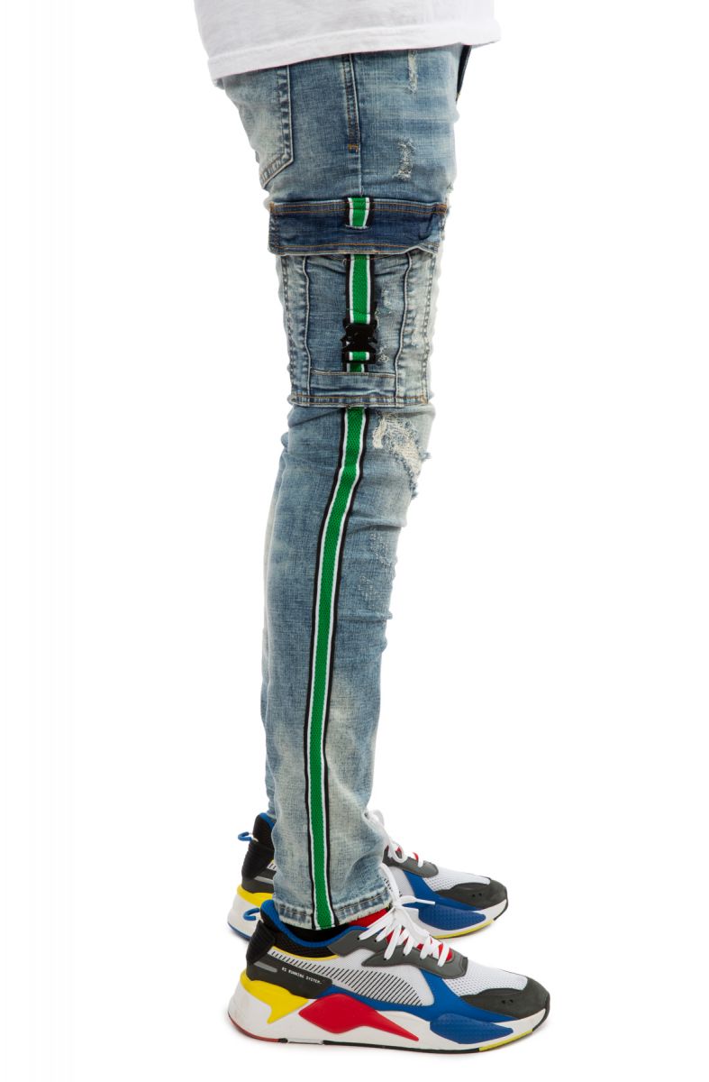 racing stripe jeans