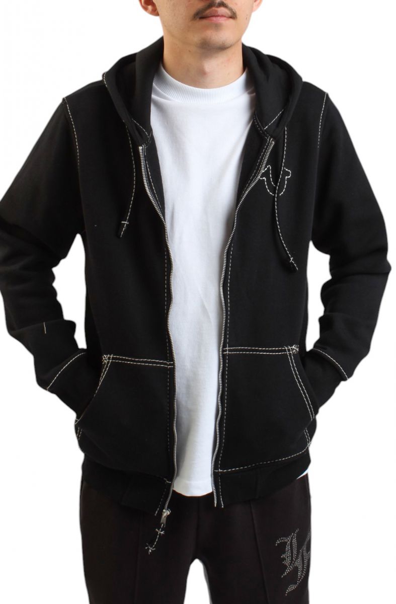 TRUE RELIGION Big T Zip Hoodie 105753-JETBLK - Karmaloop