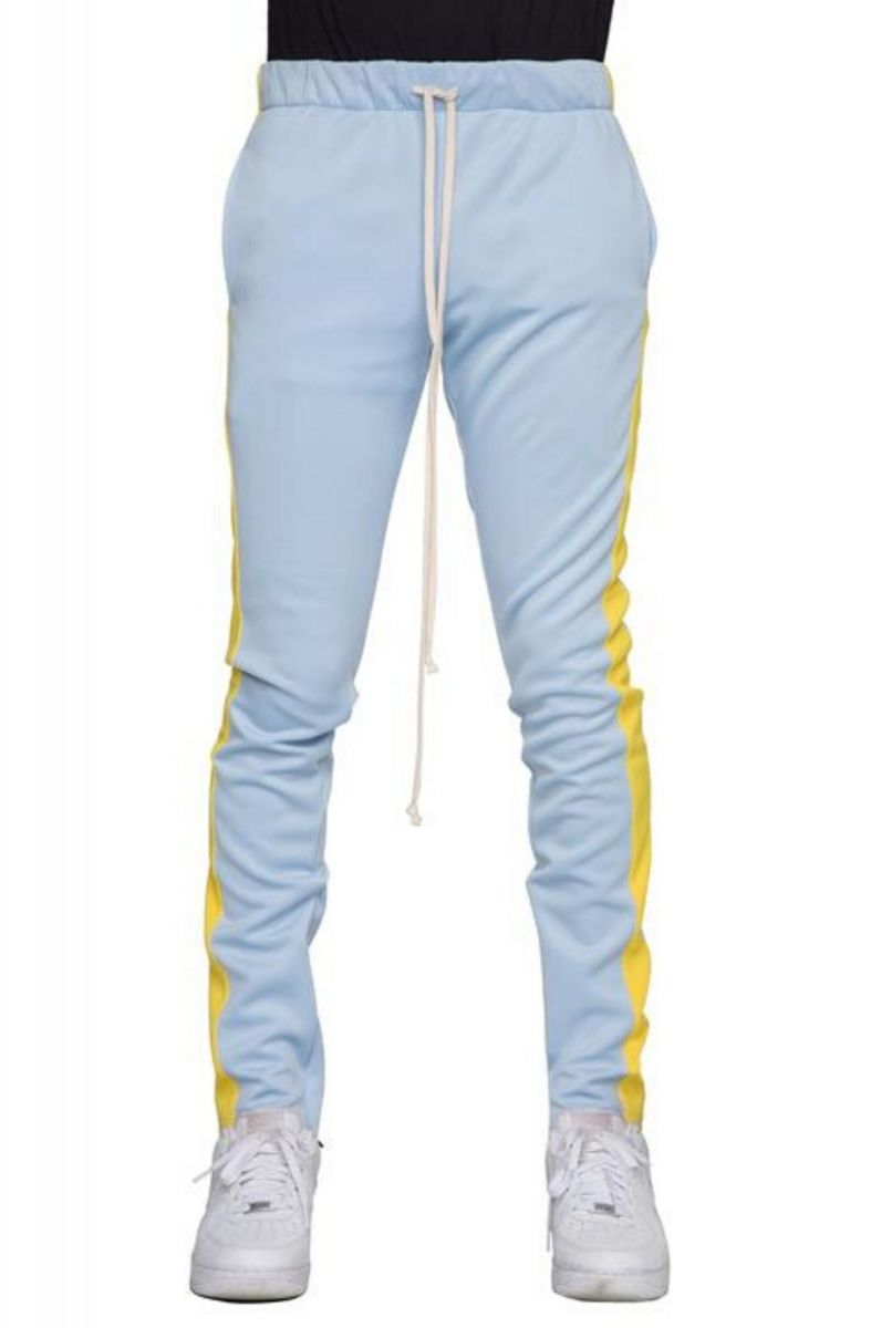 blue and yellow track pants