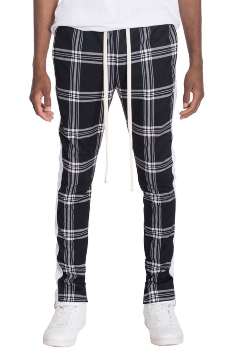 grey plaid track pants