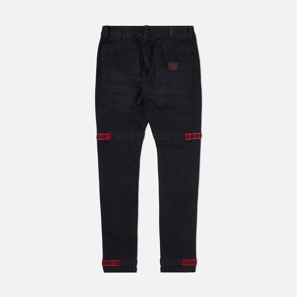 8&9 MFG CO Strapped Up Slim Utility Black Jeans Red Straps PJSTAPRED ...