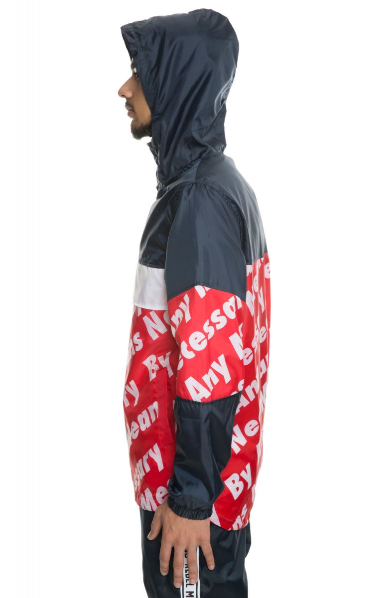 REBEL MINDS The Any Means Verbiage Anorak in Americana 81502NVYRED PLNDR