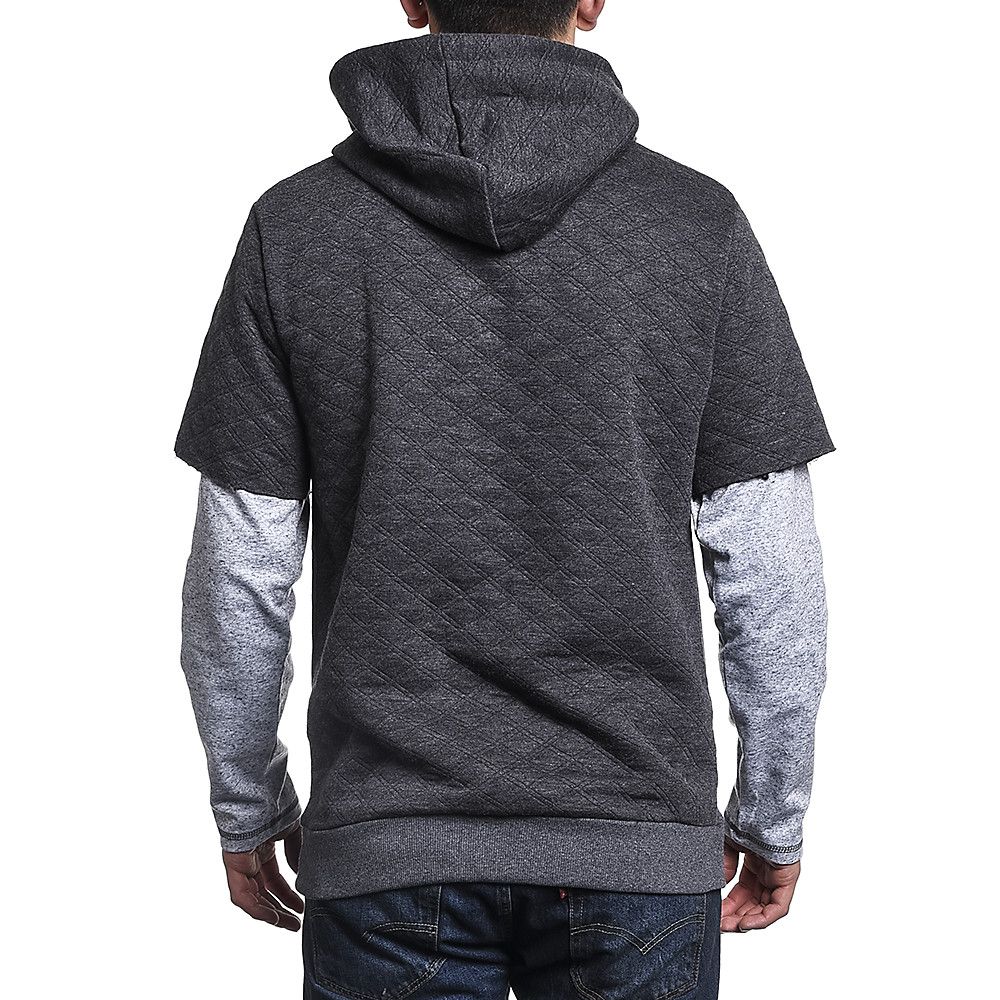 REASON Plaid Double Sleeve Hoodie Grey/Black RSS5459 PLNDR