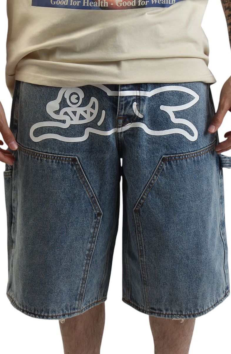 ICE CREAM Double Scoop Distressed Denim Carpenter Shorts 451-2107