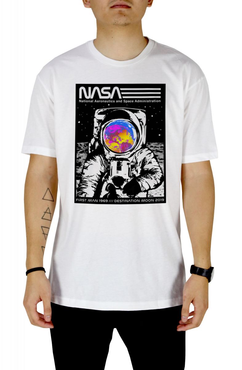 RIOT SOCIETY NASA Astronaut Moon 2.0 Mens T-Shirt RSMT-B02-459-A0-WHT ...