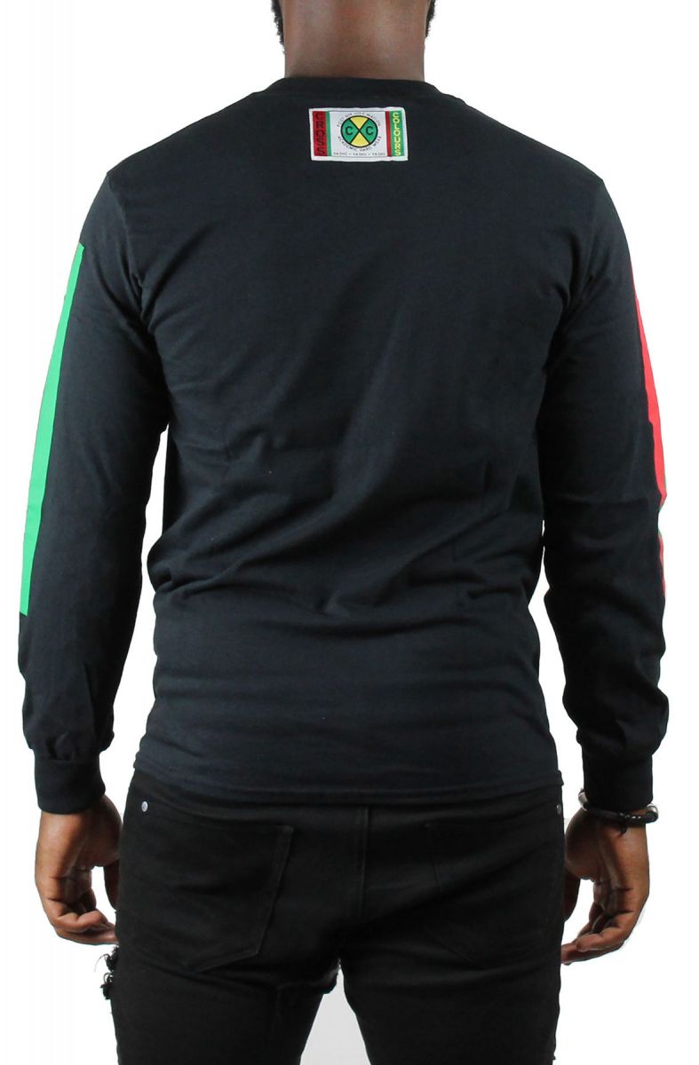 The Cross Colors Label Logo Long Sleeve Tee in Black