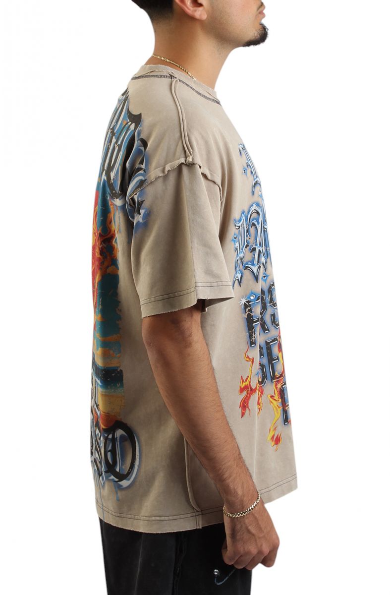 FIRST ROW Lost Paradise Shouting Night T-Shirt FRT2205-KHA - Karmaloop