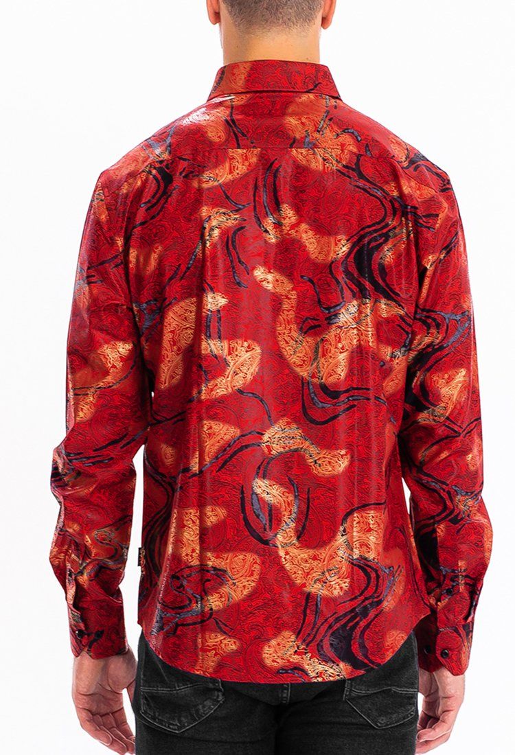 WEIV PRINTED POLY SPX BUTTON DOWN SHIRT 7521 - Karmaloop