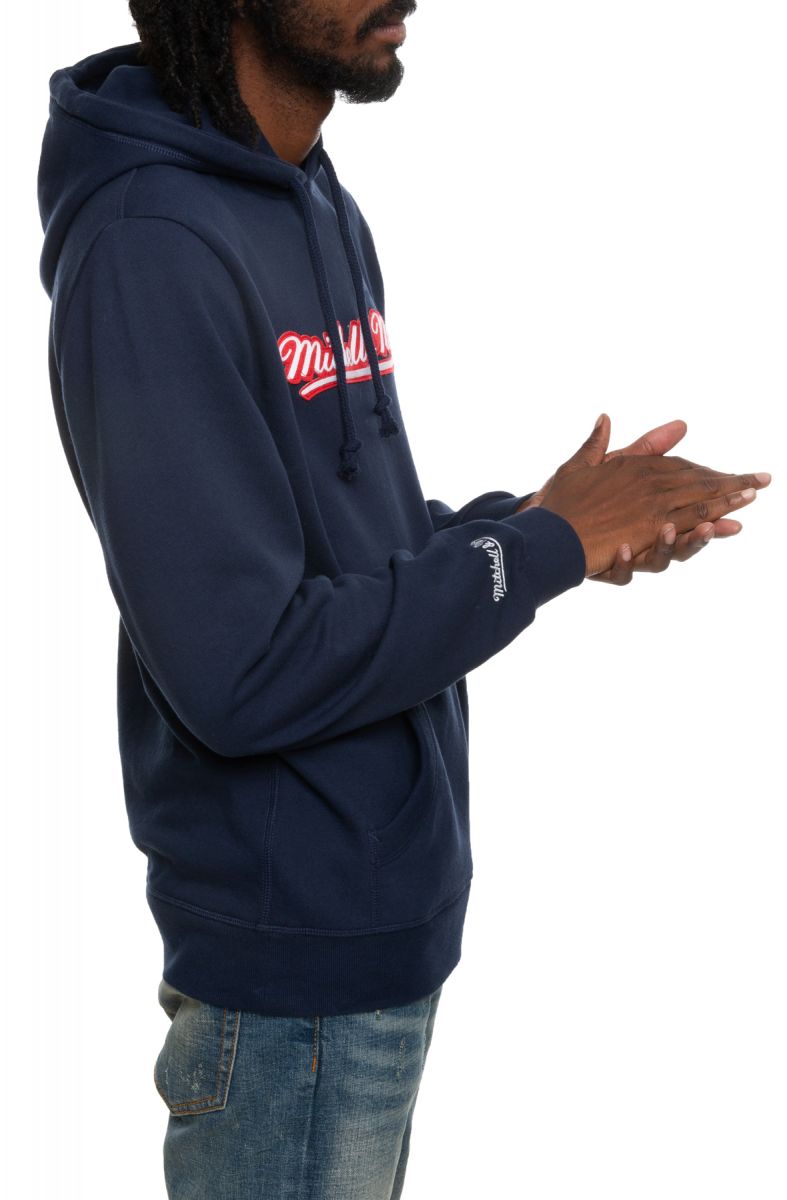MITCHELL & NESS Branded Script Hoodie BMPHBW19155MNNNAVY Karmaloop