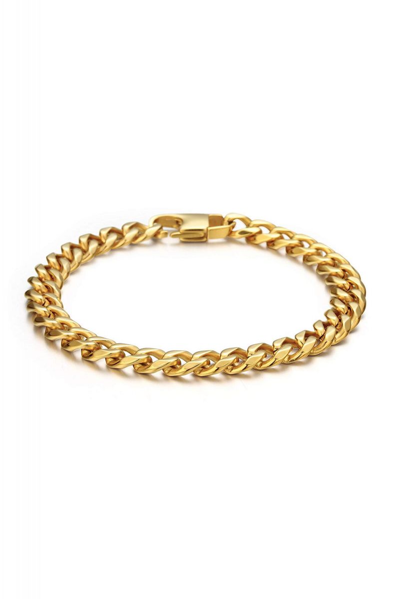 SPOILED PEASANTS 8 mm Wide Curb Chain Bracelet in Gold TG22-CCB3 ...