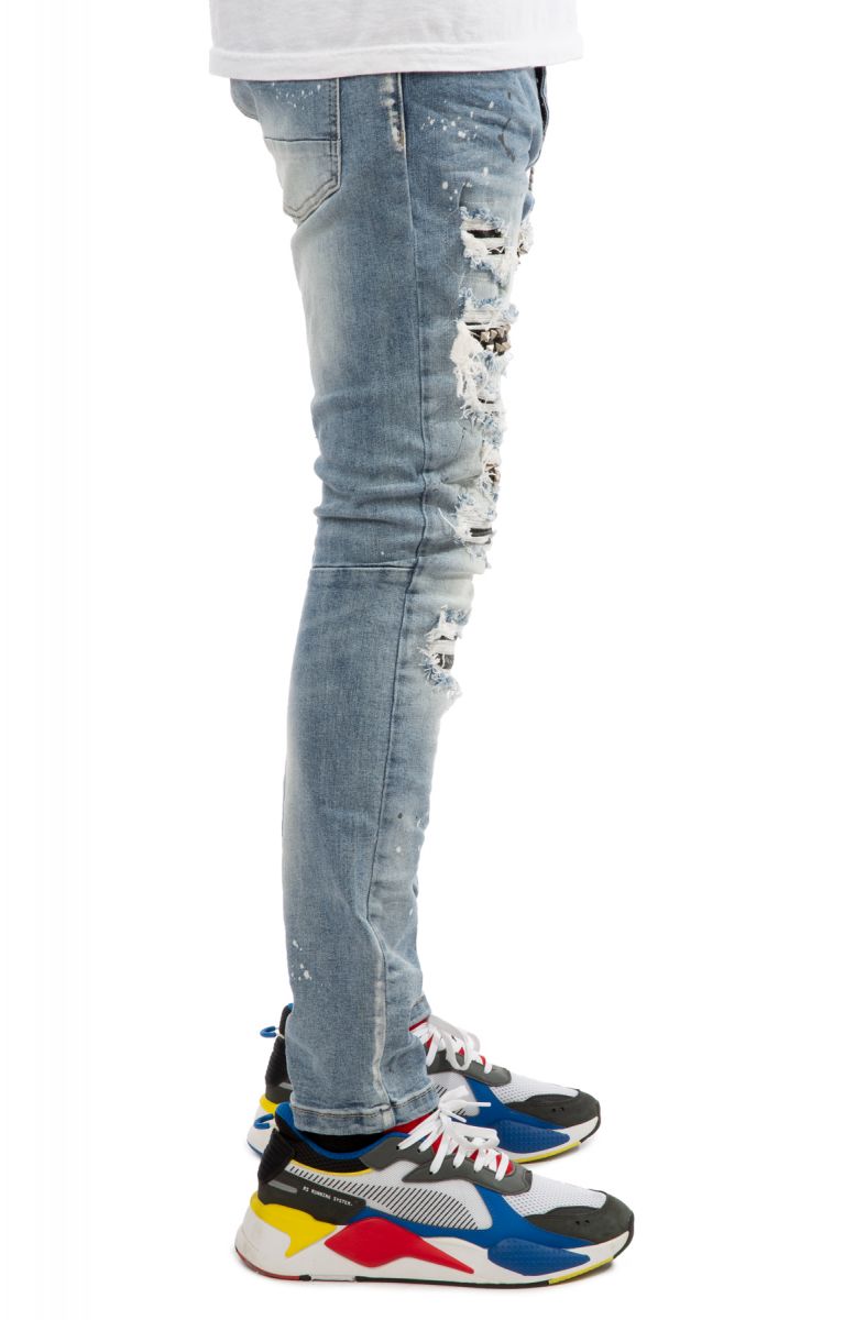 SMOKE RISE Chainmail Jeans JP20636HBLUE PLNDR