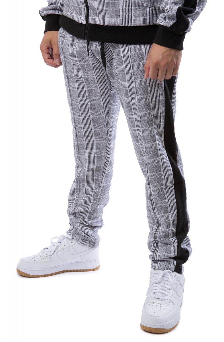 grey plaid track pants