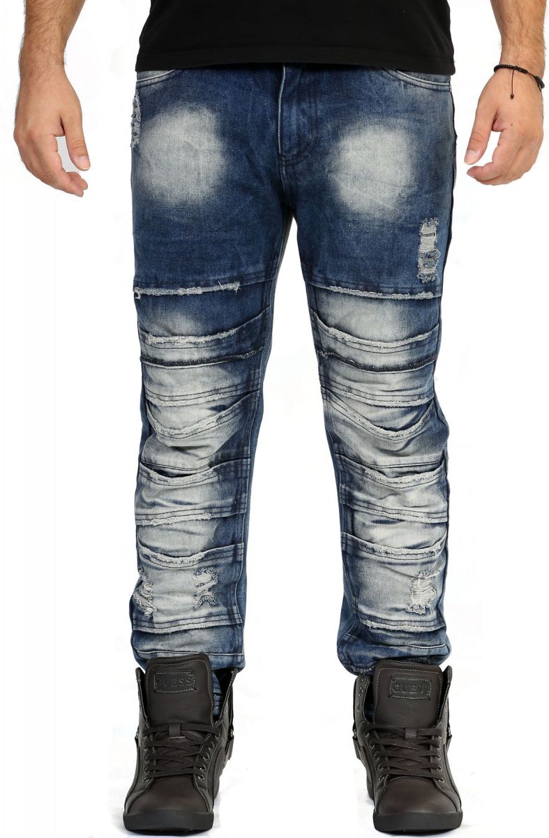 waxed stacked jeans