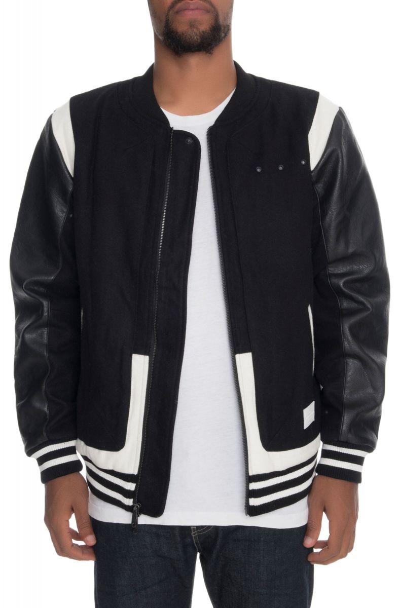 CROOKS AND CASTLES The Challenger Varsity Jacket in Black and