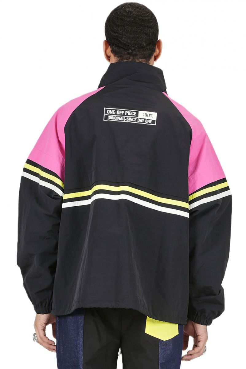 【BADBLOOD】Vintage Club Nylon Reversible Track Zip-Up - C KLEEP PEBBLE Retro Men's premium crispy nylon long sleeve