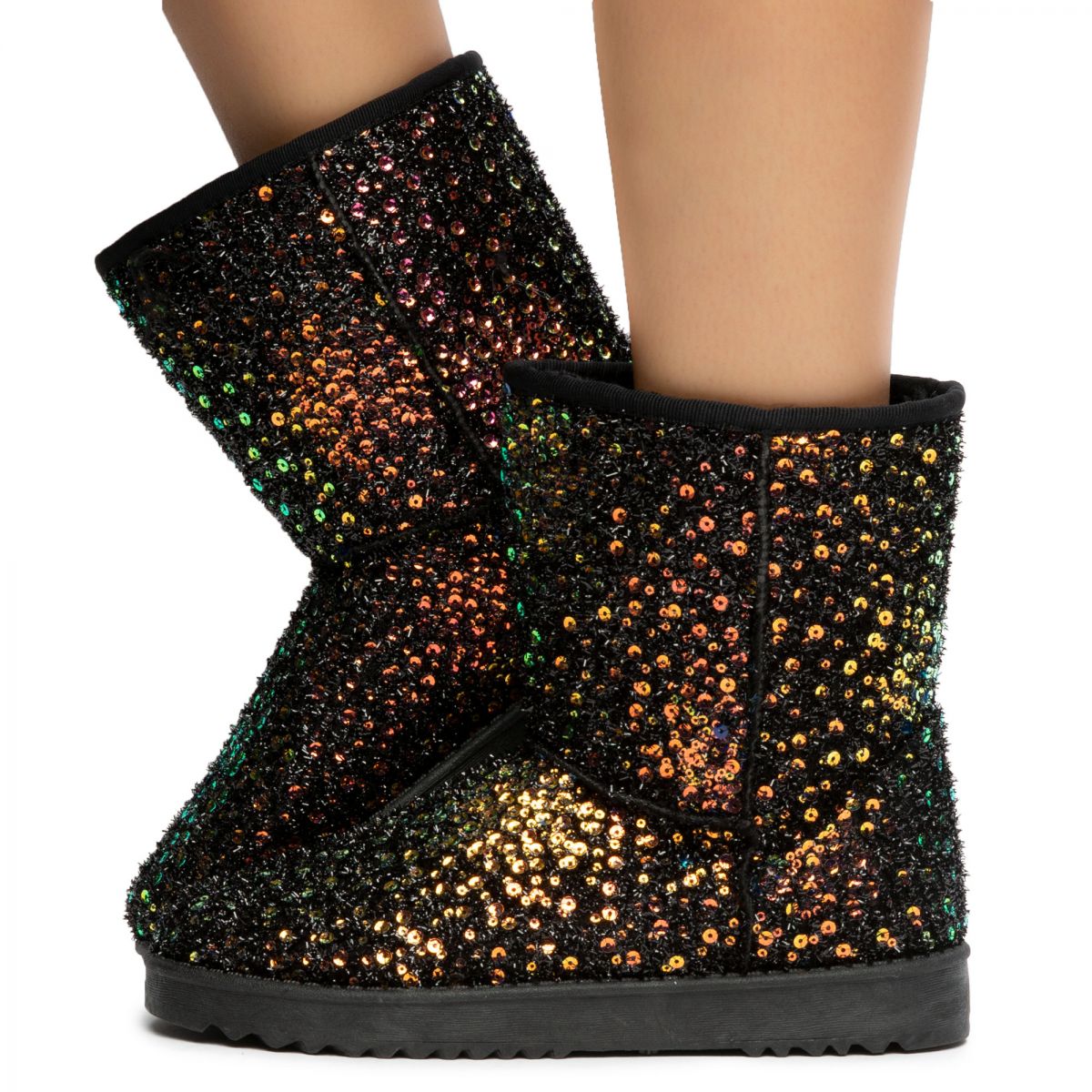 green sequin booties