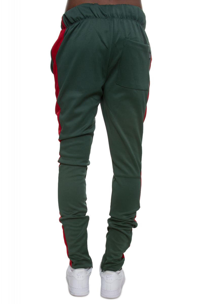 E STREET Signature Zipper Track Pants in Green and Red TP-09 - Karmaloop