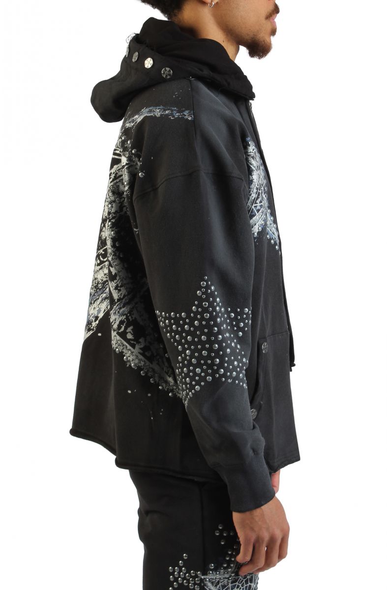 HUDSON Dream State Star Studs Zip-Up Hoodie 607-BLK - Karmaloop