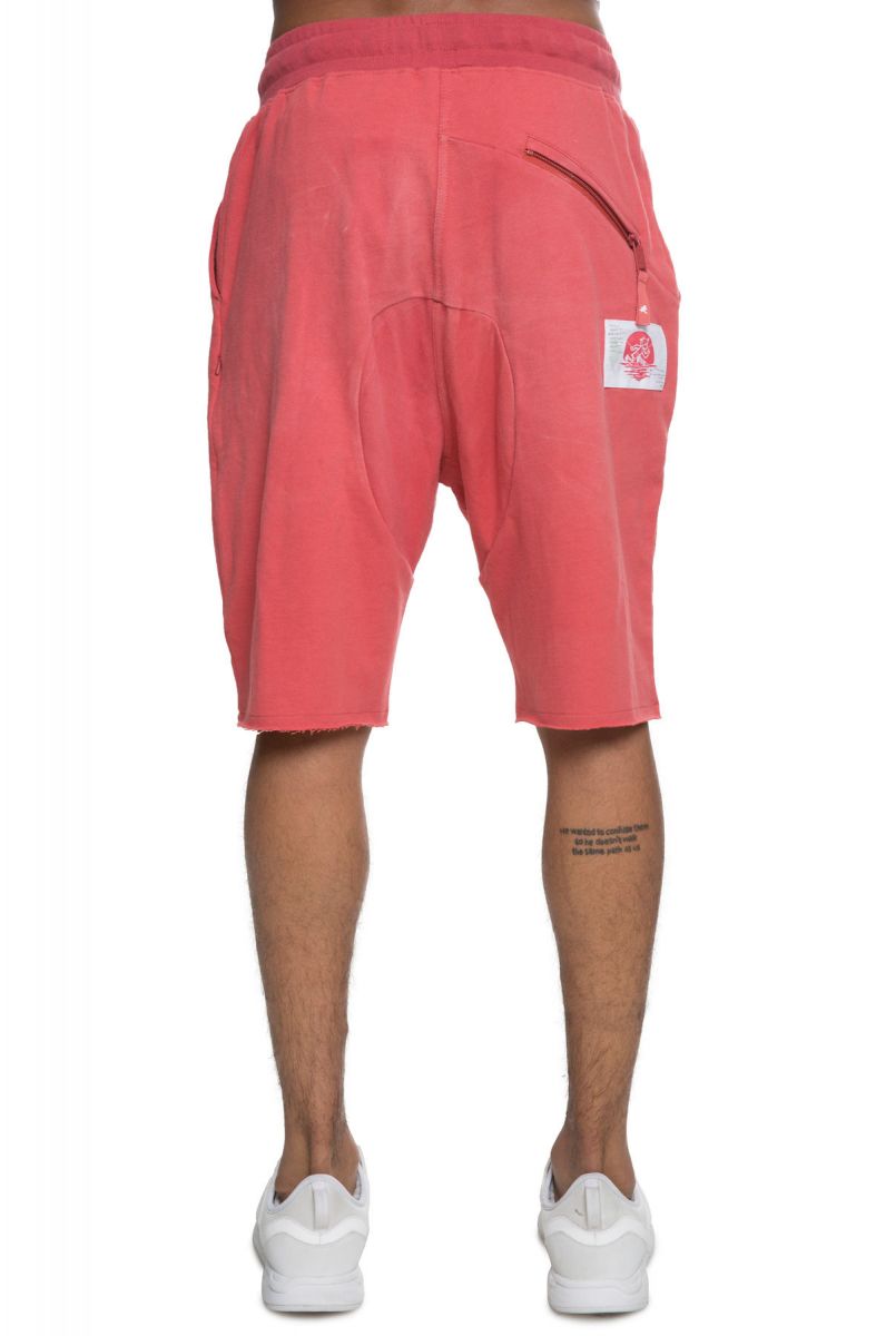 red sweatshorts