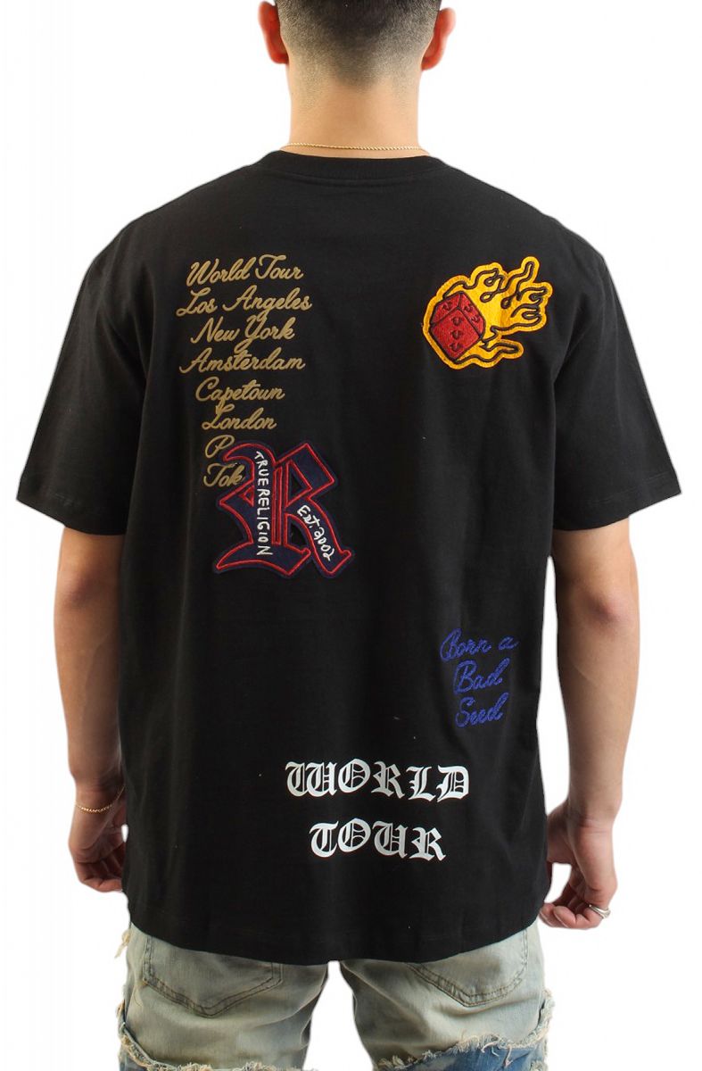 TRUE RELIGION Embroidered Patch Short Sleeve T-Shirt 108633BLK