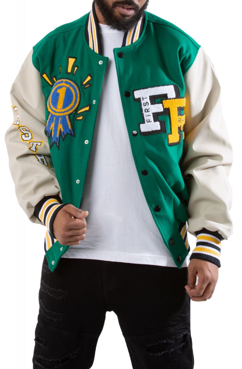 First Row Yellow Flower Phwoar Cropped Varsity Jacket M / Yellow