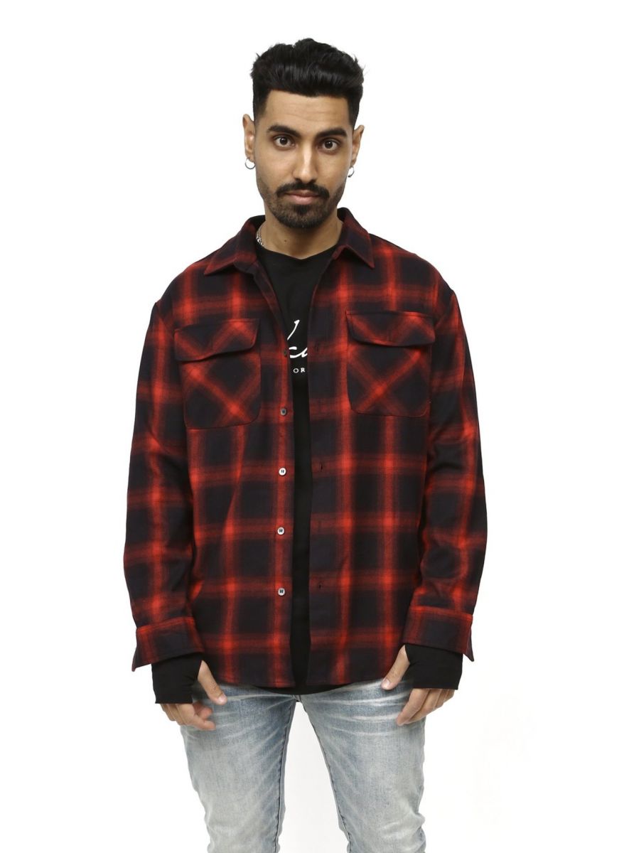 NOKWAL Red/Black Check Plaid Button Up Shirt NKWL-BF3B0C - Karmaloop