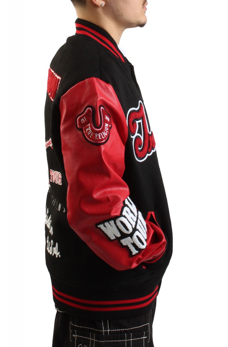 関税込み【TRUE RELIGION】VARSITY ジャージー★ロゴ スウェット TRUE RELIGION CHENILLE LOGO PATCH VARSITY JACKET 108970 1081