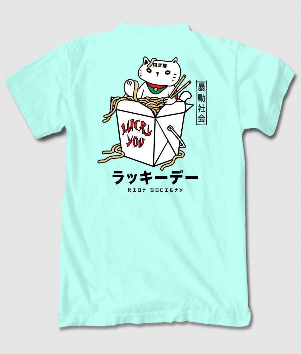 Riot Society Sugee Lucky Cat Takeout Mens T Shirt Rsmt B02 537 A0 Mnt