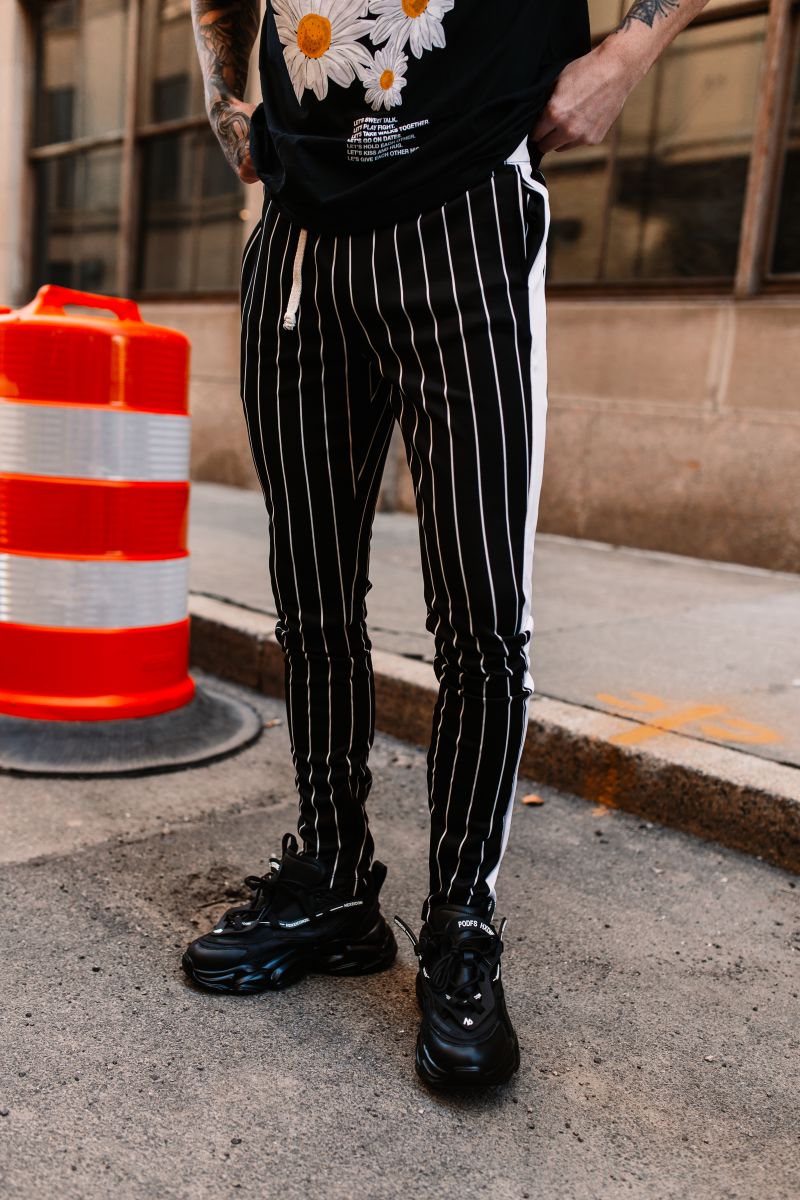 WEIV Cleat Pin Stripe Track Pant P127-BLACK - Karmaloop