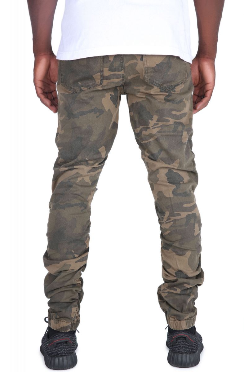The Tiller Stacked Moto Pants in Camo