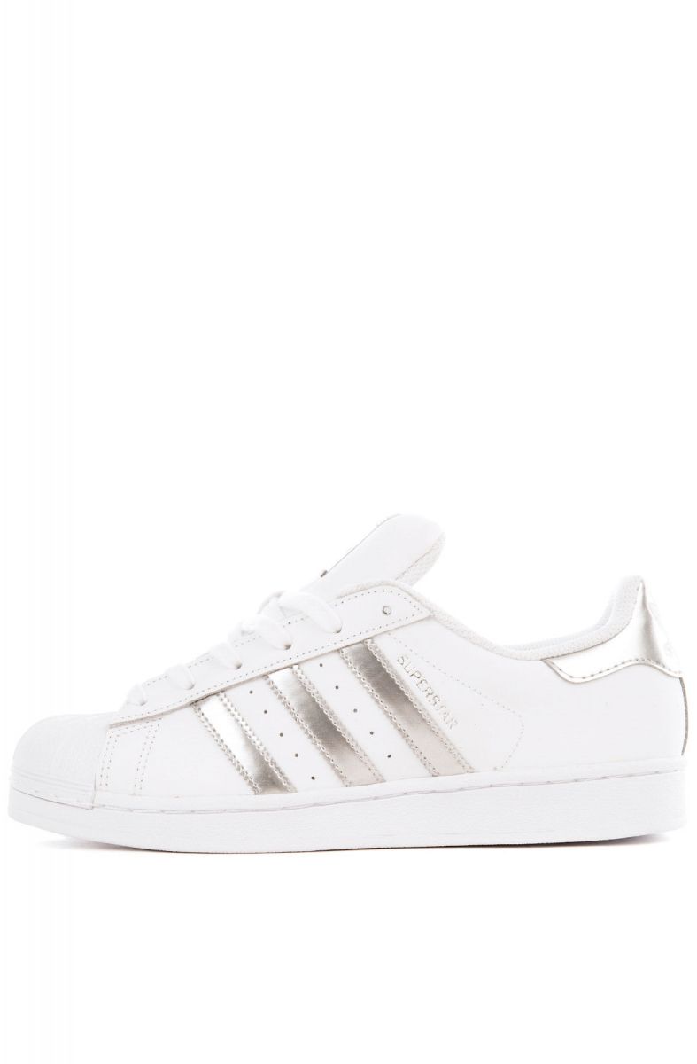 Adidas superstar white silver metallic fashion