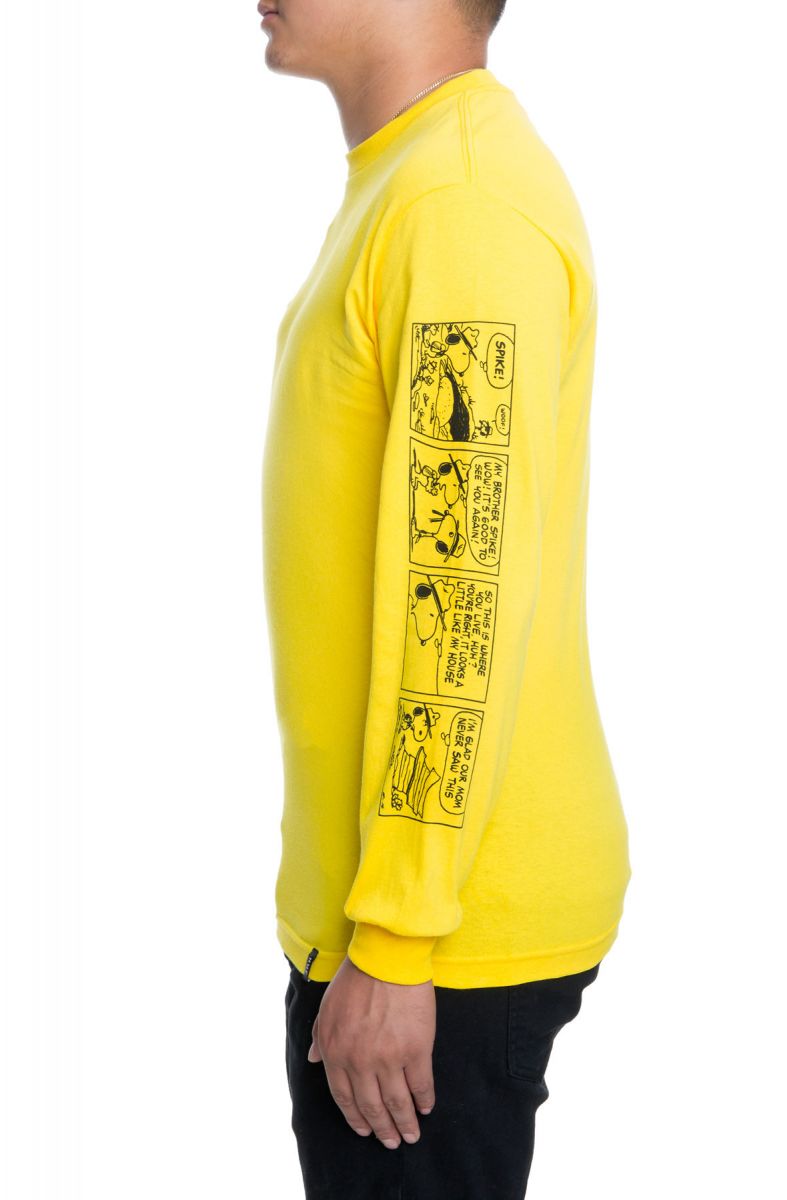 HUF The Peanuts Spike Strips Long Sleeve in Yellow TS00685YELLW