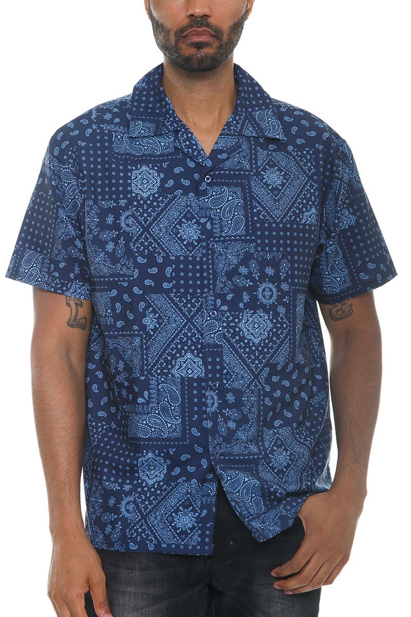 blue cheese dressing without buttermilk Sportshirt for Men | Corso Western Bandana Shirt in Indigo main image 0