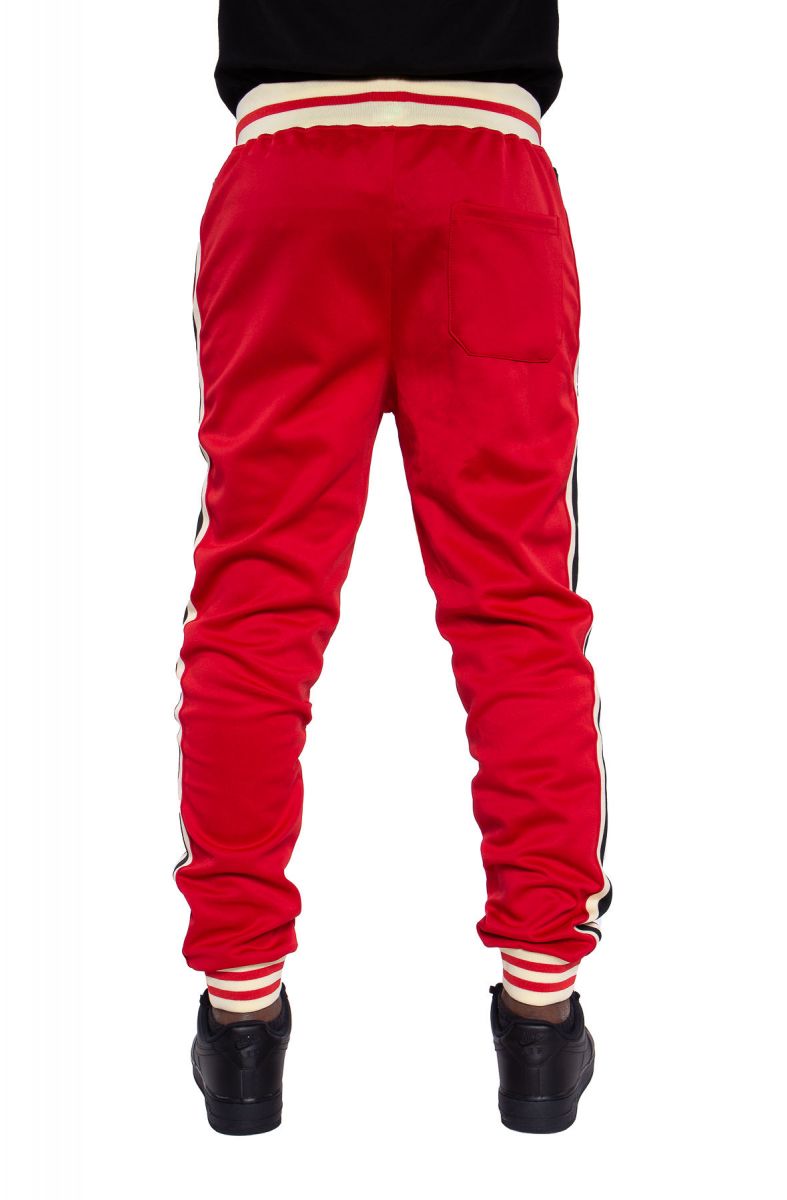 SEIZE&DESIST Fleece Track Pants with Side Stripes SD2176-RED - Karmaloop