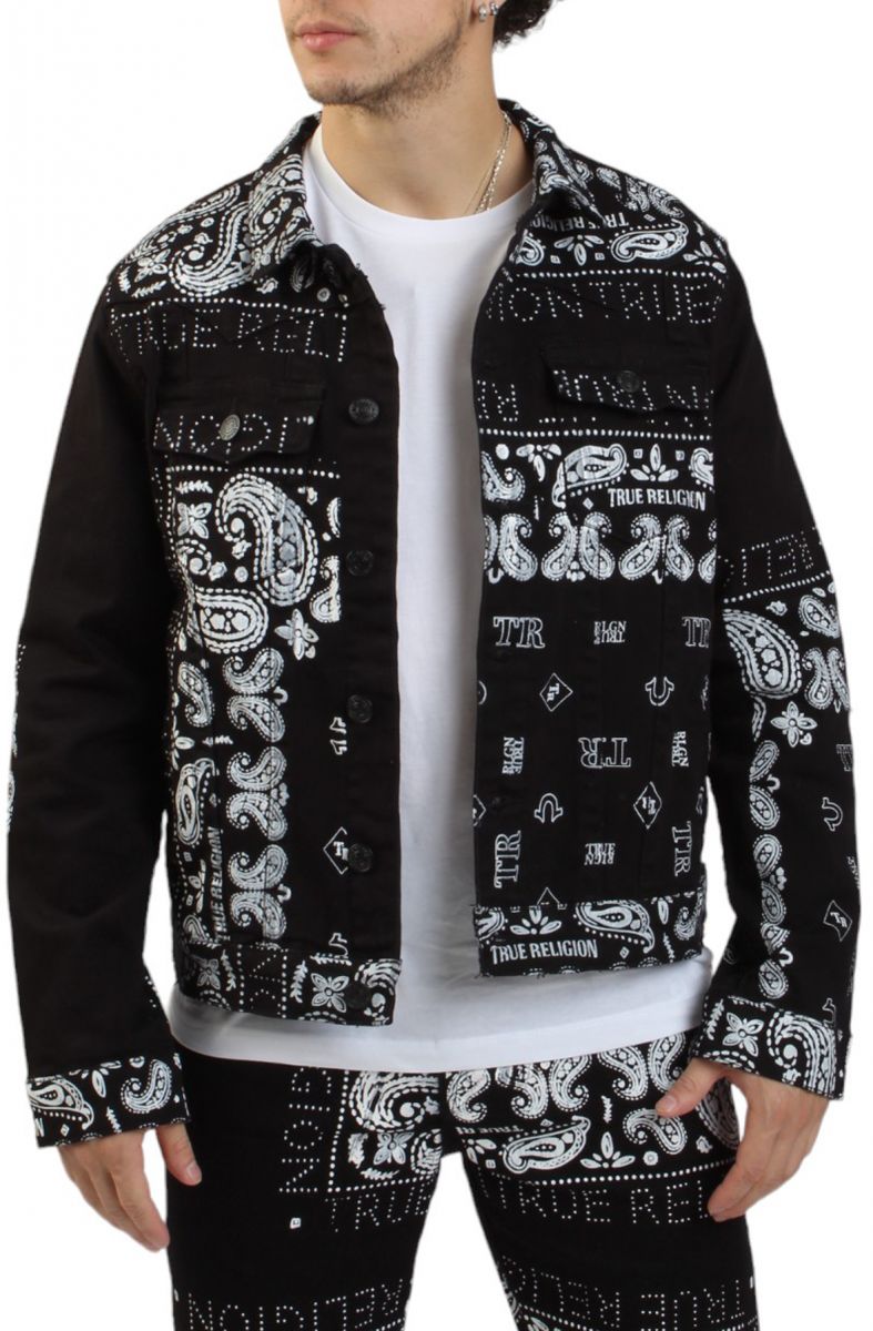 TRUE RELIGION Jimmy Paisley Denim Jacket 108170-BLK - Karmaloop