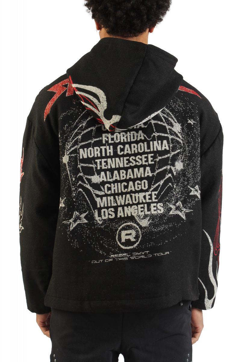 REBEL MINDS Mad Dog Rhinestone Tapestry Hoodie 152-339BLK - Karmaloop