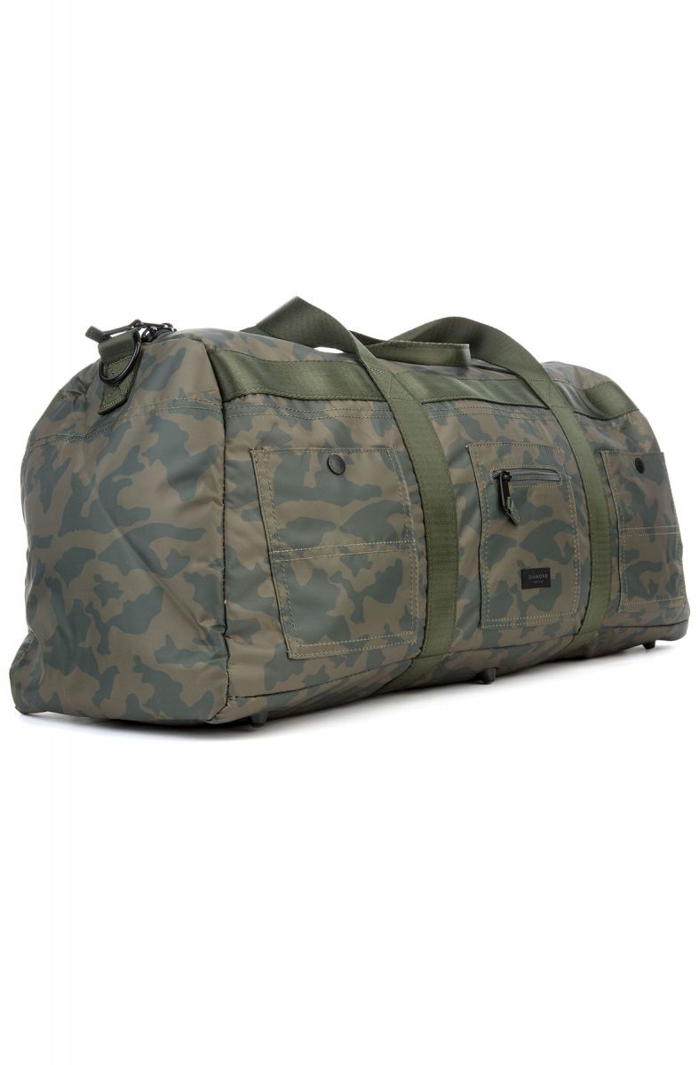 patchwork camo canvas duffel